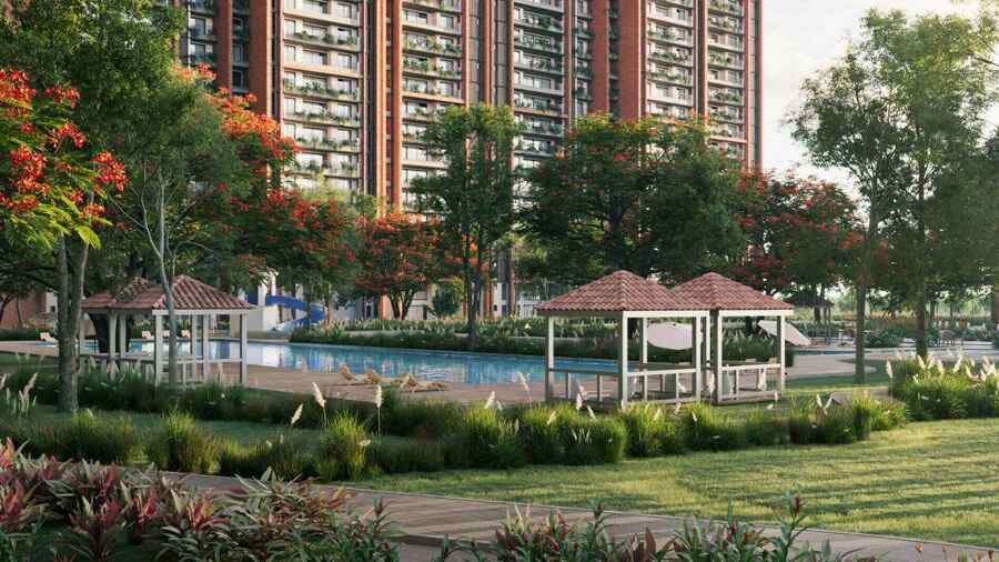 Swimming pool and landscaped gardens